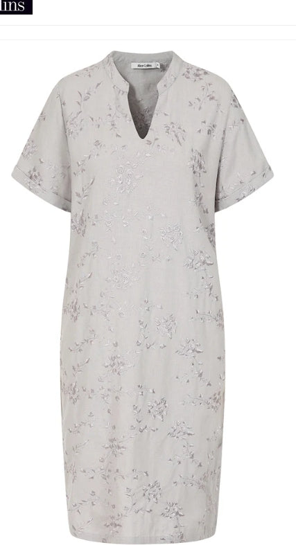 Alice Collins Hazel Posy Embellished Dress Dusky Grey