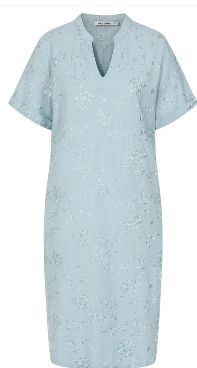 Alice Collins Hazel Posy Embellished Dress Chalk Blue