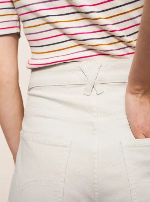 White Stuff Tia Light Natural Wide Leg Cropped Jean
