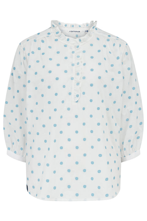 Lighthouse Thea Blue Dot Womens Cotton Blouse
