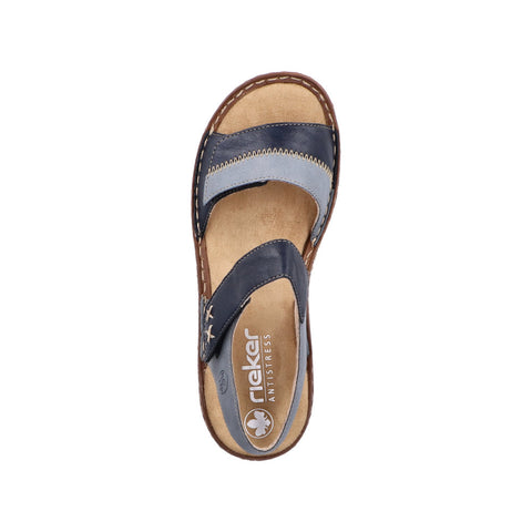 Rieker V2860-14 Blue Combination Womens Casual Comfort Touch Fastening Sling Back Sandals