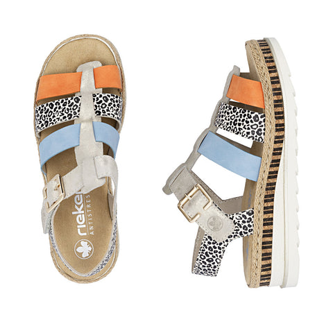 Rieker V7904-90 Multi Womens Casual Comfort Slingback Sandals