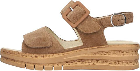 Waldlaufer 677001 195 084 Order Walnuss Walnut K-Arlene Womens K Fitting Touch Fastening Low Wedge Stylish Sandals