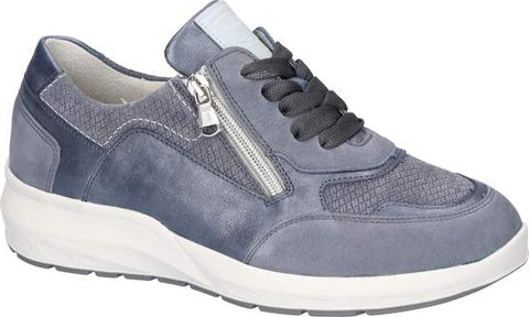 Waldlaufer 831004 501 524 M-Tonia Ausi Pearl Master Rea Jeans Sky Womens M Fitting Zip Up Lace Up H Fitting Leather Trainers