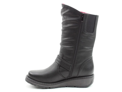 Heavenly Feet Hannah4 Black Womens Zip Up Mid Boots