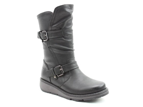 Heavenly Feet Hannah4 Black Womens Zip Up Mid Boots