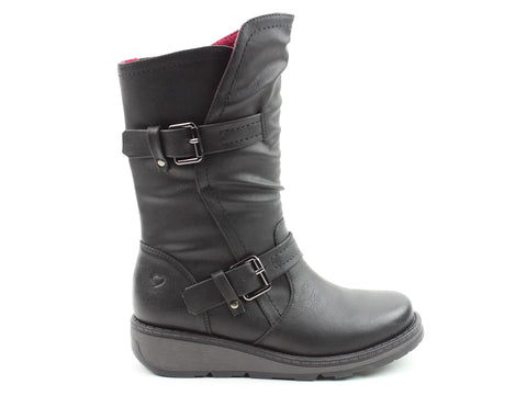 Heavenly Feet Hannah4 Black Womens Zip Up Mid Boots
