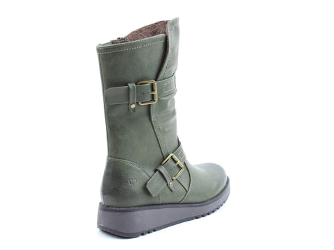 Heavenly Feet Hannah4 Khaki Womens Zip Up Mid Boots