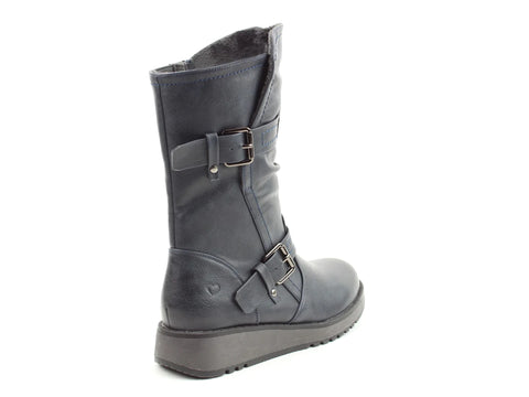 Heavenly Feet Hannah4 Navy Womens Zip Up Mid Boots
