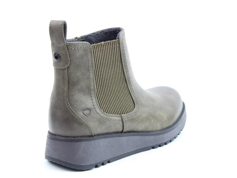 Heavenly Feet New Rolo2 Khaki Womens Zip Up Ankle Boots