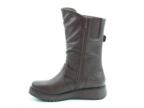 Heavenly Feet Hannah4 Chocolate Womens Zip Up Mid Boots