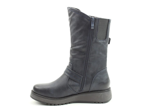 Heavenly Feet Hannah4 Navy Womens Zip Up Mid Boots