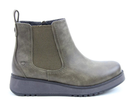 Heavenly Feet New Rolo2 Khaki Womens Zip Up Ankle Boots