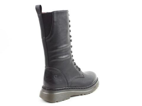 Heavenly Feet Avena2 Black Womens Lace Up Zip Up Ankle Boots