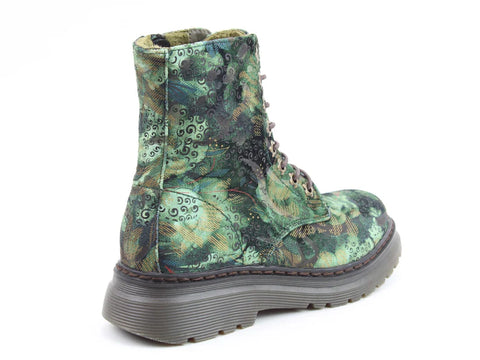 Heavenly Feet Eva Jungle Velour Forest Velour Womens Lace Up Zip Up Ankle Boots