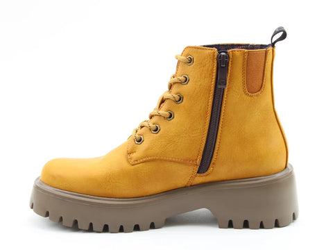 Heavenly Feet Europa Mustard Womens Casual Comfort Ankle Boots