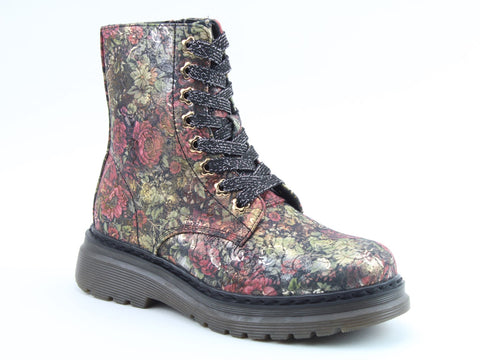 Heavenly Feet Eva Floral Womens Lace Up Zip Up Ankle Boots