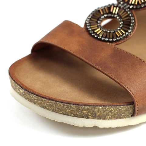 Lunar JLH359 Barwell Tan Womens Comfortable Summer Slingback Sandals