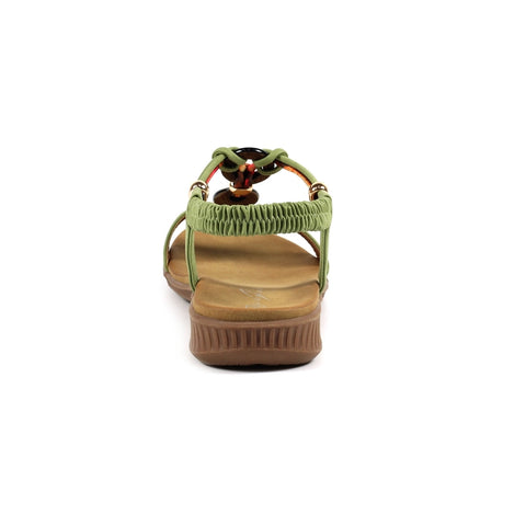 Lunar JLH475 Brava Khaki Womens Woven and Beaded Upper Sandals