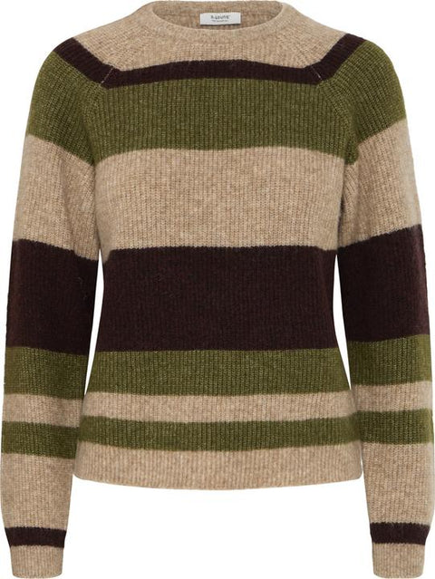 B.Young 20819114 Byotaja Jumper Avocado Melange Stripe