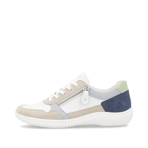 Remonte D1E06-81 Womens Blue Jeans Combi Leather Lace Up Trainers