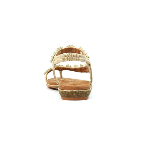 Lunar JLH455 Charlotte II Gold Women's Beaded Corsage Elasticated Heel Strap Sandals