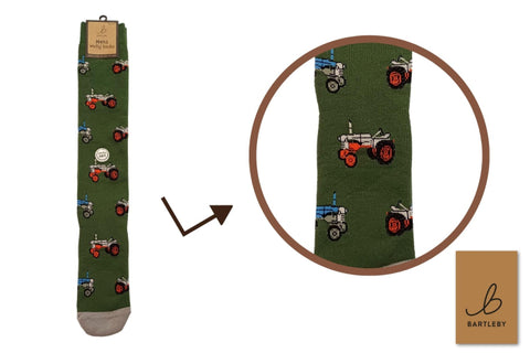 Bartleby Retro Tractor Mens Funky Welly Socks