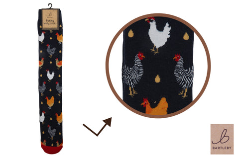 Bartleby Country Colourful Chicken Womens Funky Welly Socks