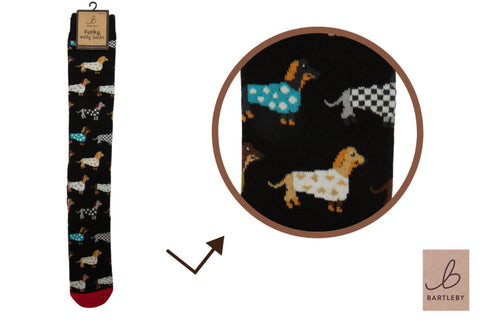 Bartleby Trendy Dachshunds Womens Funky Welly Socks