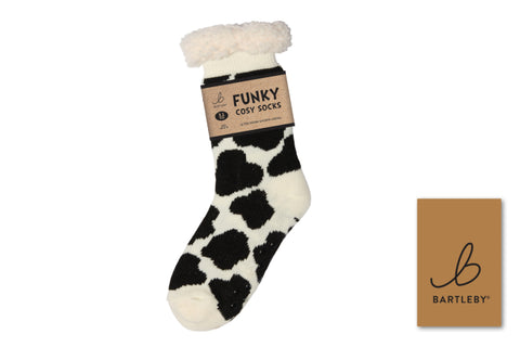 Bartleby Cow Patch Womens Sherpa Socks