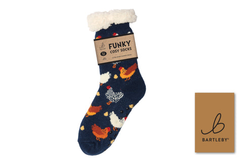 Bartleby Colourful Chickens Womens Sherpa Socks