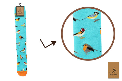 Bartleby Garden Birds Womens Funky Welly Socks