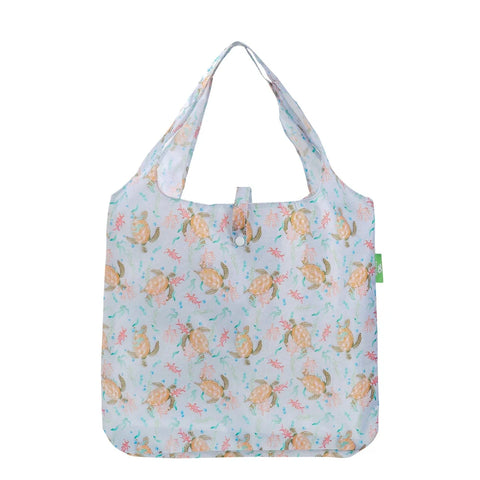 Eco Chic Grey Sea Turtles Recycled Lightweight Foldable Reusable Shopping Bag
