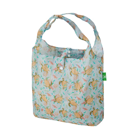 Eco Chic Grey Sea Turtles Recycled Lightweight Foldable Reusable Shopping Bag