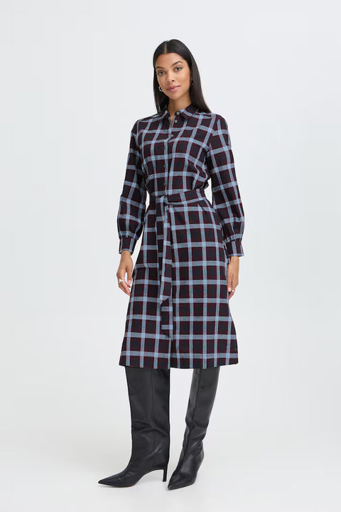 B.Young 20819429 Fig Check Shirt Dress
