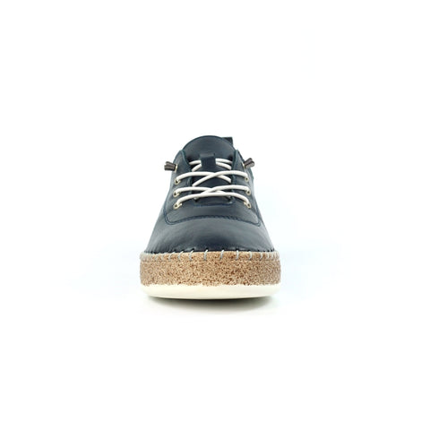 Lunar FLE050 Evie Navy Womens Casual Comfort Leather Elasticated Lace Trainers