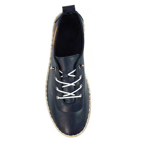 Lunar FLE050 Evie Navy Womens Casual Comfort Leather Elasticated Lace Trainers