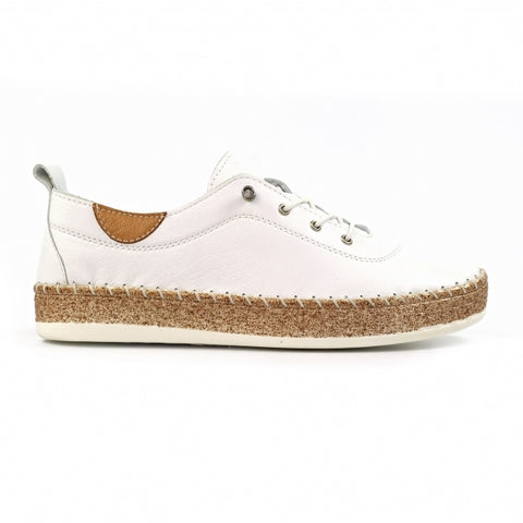 Lunar FLE050 Evie White Womens Casual Comfort Leather Elasticated Lace Trainers