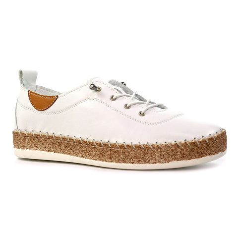 Lunar FLE050 Evie White Womens Casual Comfort Leather Elasticated Lace Trainers