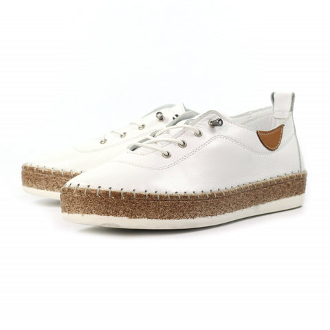 Lunar FLE050 Evie White Womens Casual Comfort Leather Elasticated Lace Trainers