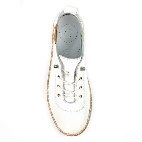 Lunar FLE050 Evie White Womens Casual Comfort Leather Elasticated Lace Trainers