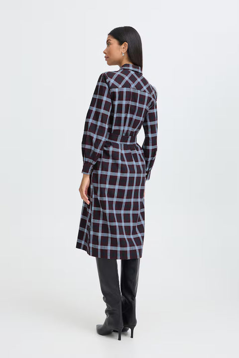 B.Young 20819429 Fig Check Shirt Dress