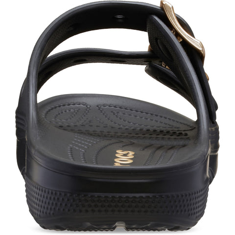 Crocs Saturday Metallic Sandal Black Womens Lightweight Soft Flexible Easy to Wear Sandals