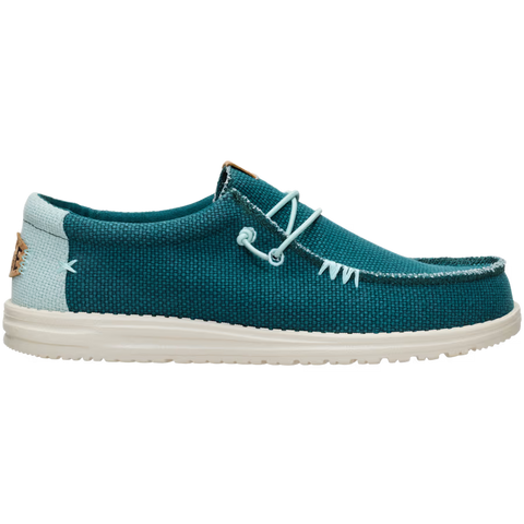 Hey Dude Mens Wally Braided Deep Green/Harbor Grey Textile Slip On Shoes