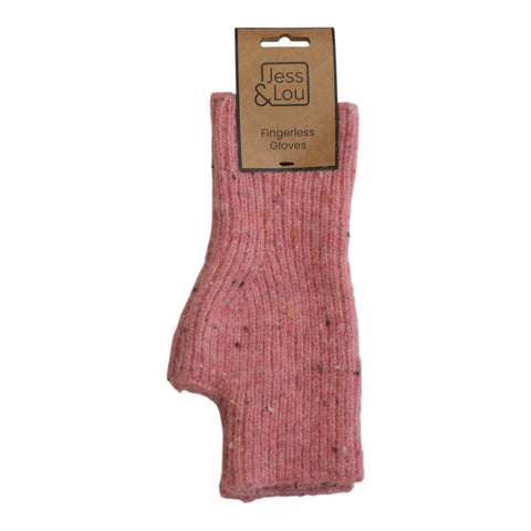 Jess and Lou Pink Speckle Cosy Fingerless Gloves