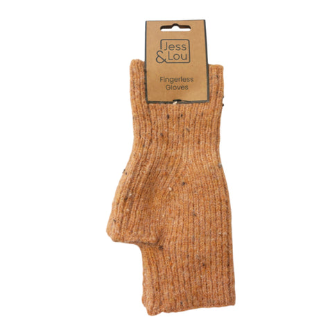 Jess and Lou Camel Speckle Cosy Fingerless Gloves