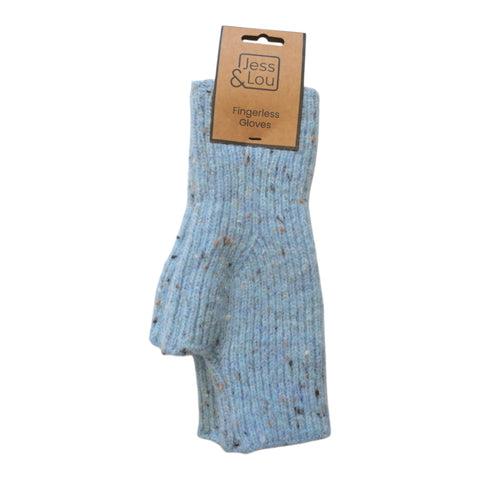 Jess and Lou Sky Blue Speckle Cosy Fingerless Gloves
