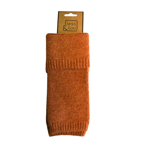 Jess and Lou Terracotta Double Cuff Fingerless Gloves