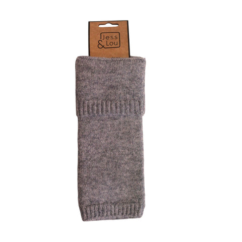 Jess and Lou Grey Double Cuff Fingerless Gloves
