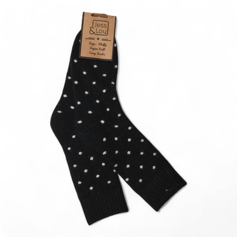 Jess and Lou Black Dots Cosy Socks